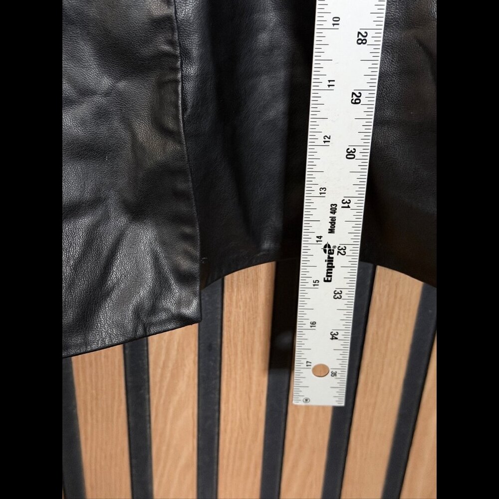 New Zara Jacket Large Womens Black Vegan Leather Cut Out Trench Double-Breasted - Picture 6 of 10